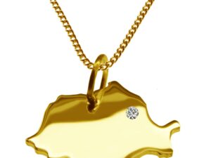 50cm Kette + Rumänien mit Brillant am Wunschort 585 Gold
