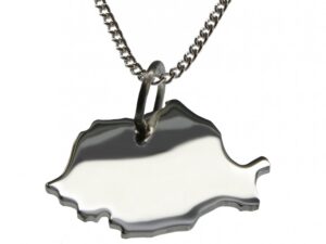 50cm Halskette + Rumänien Anhänger in massiv 925 Silber