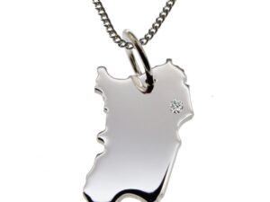 50cm Kette + Sardinien mit Brillant am Wunschort  in 925 Silber