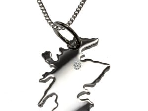 50cm Kette + Schottland mit Brillant am Wunschort  in 925 Silber