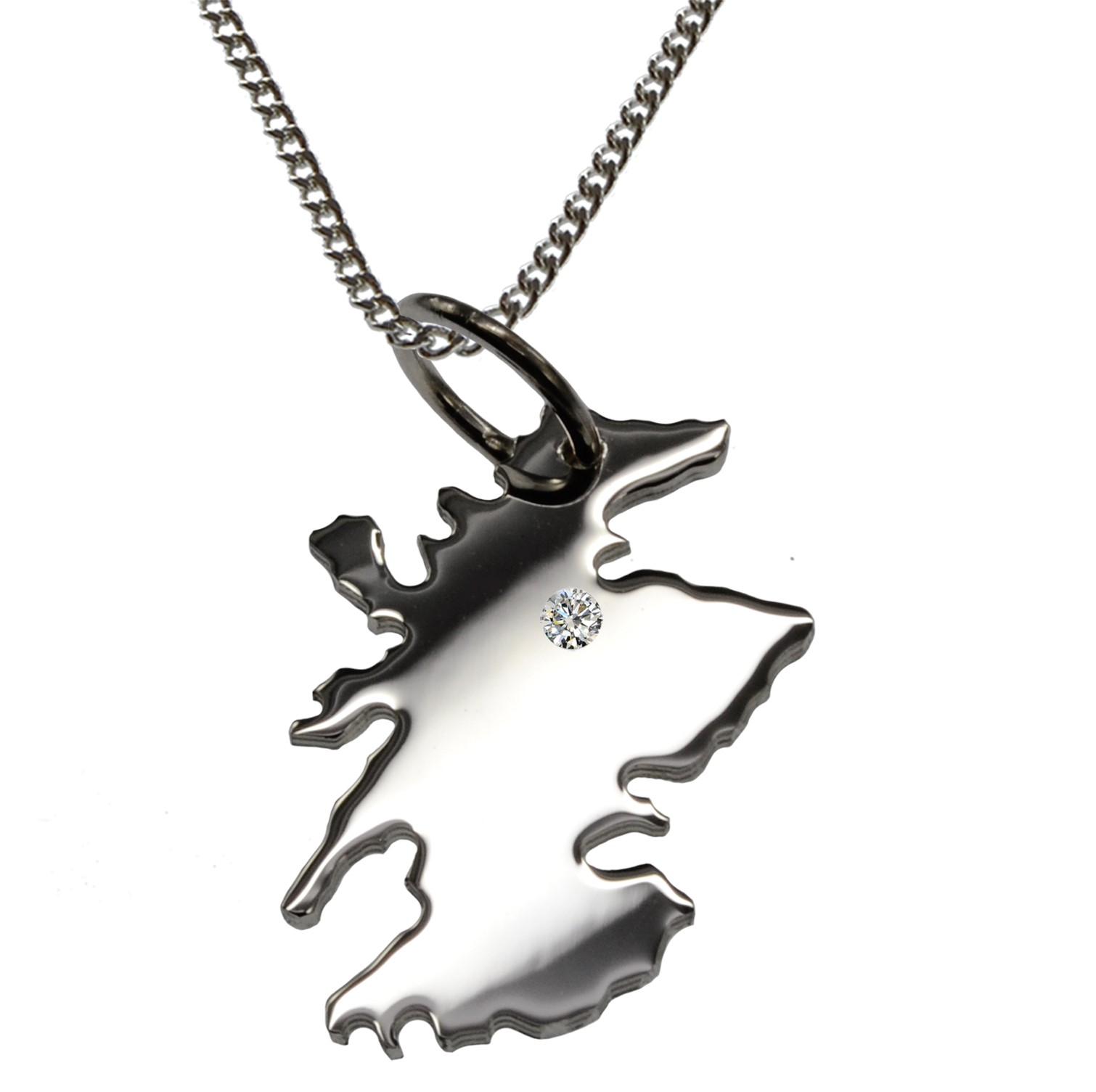 50cm Kette + Schottland mit Brillant am Wunschort in 925 Silber