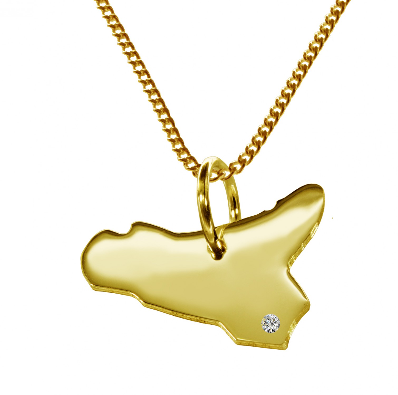 50cm Kette + Sizilien mit Brillant am Wunschort 585 Gold