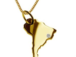 50cm Kette + Südamerika mit Brillant am Wunschort 585 Gold