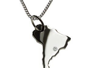 50cm Kette + Südamerika mit Brillant am Wunschort  in 925 Silber