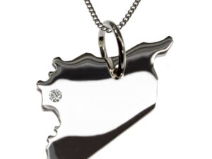 50cm Kette + Syrien mit Brillant am Wunschort  in 925 Silber