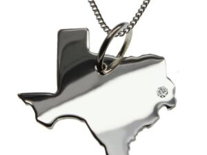 50cm Kette + Texas mit Brillant am Wunschort  in 925 Silber