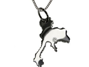 50cm Kette + Thailand mit Brillant am Wunschort  in 925 Silber