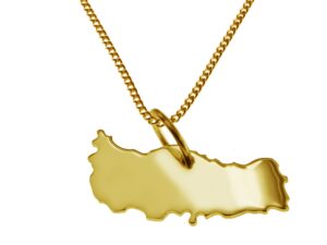 50cm Halskette + Türkei Anhänger in 585 Gelbgold