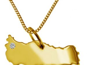 50cm Kette + Türkei mit Brillant am Wunschort 585 Gold