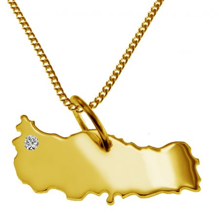 50cm Kette + Türkei mit Brillant am Wunschort 585 Gold