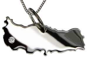 50cm Kette + Türkei mit Brillant am Wunschort  in 925 Silber