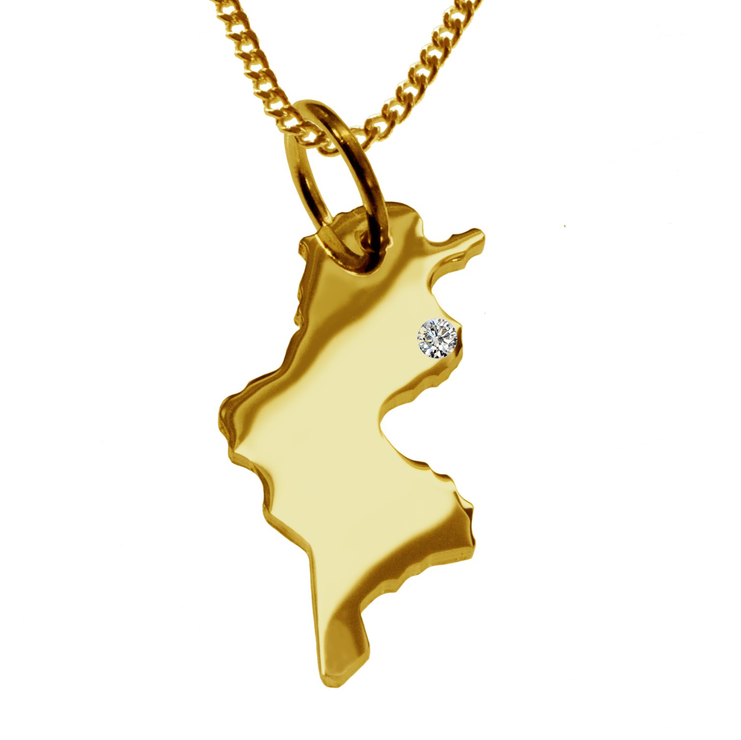 50cm Kette + Tunesien mit Brillant am Wunschort 585 Gold