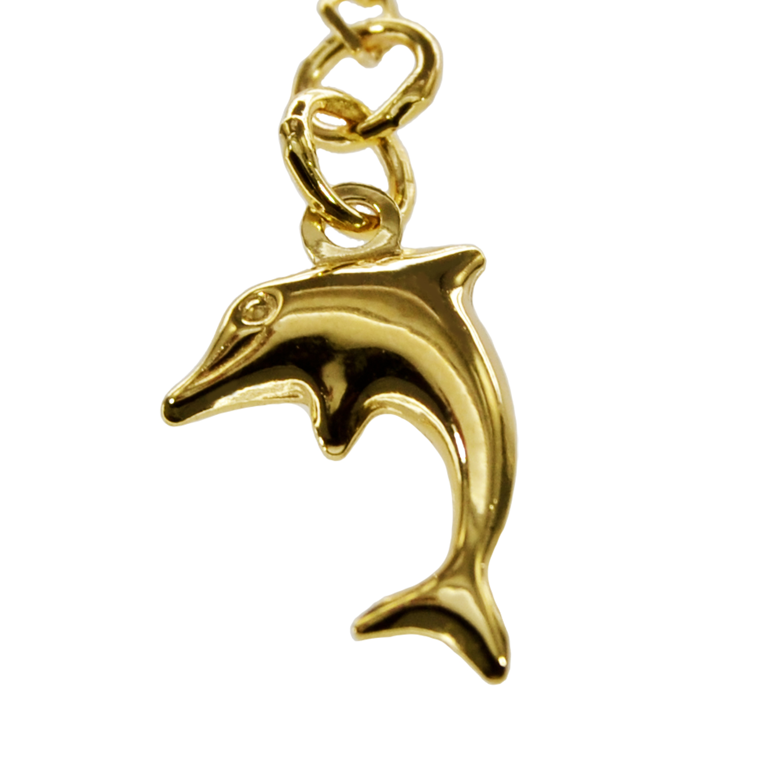 Fusskettchen Delfin - Figarokette diamantiert - 25cm - 333 Gelbgold