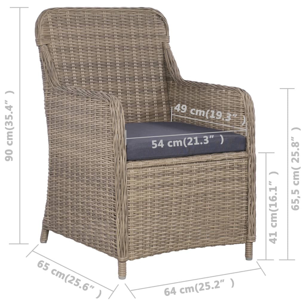 7-tlg. Garten-Essgruppe Poly Rattan Braun – Bild 7