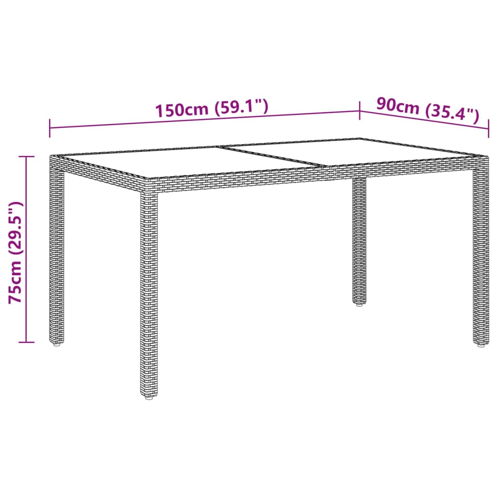 5-tlg. Garten-Essgruppe Poly Rattan und Hartglas Schwarz – Bild 8