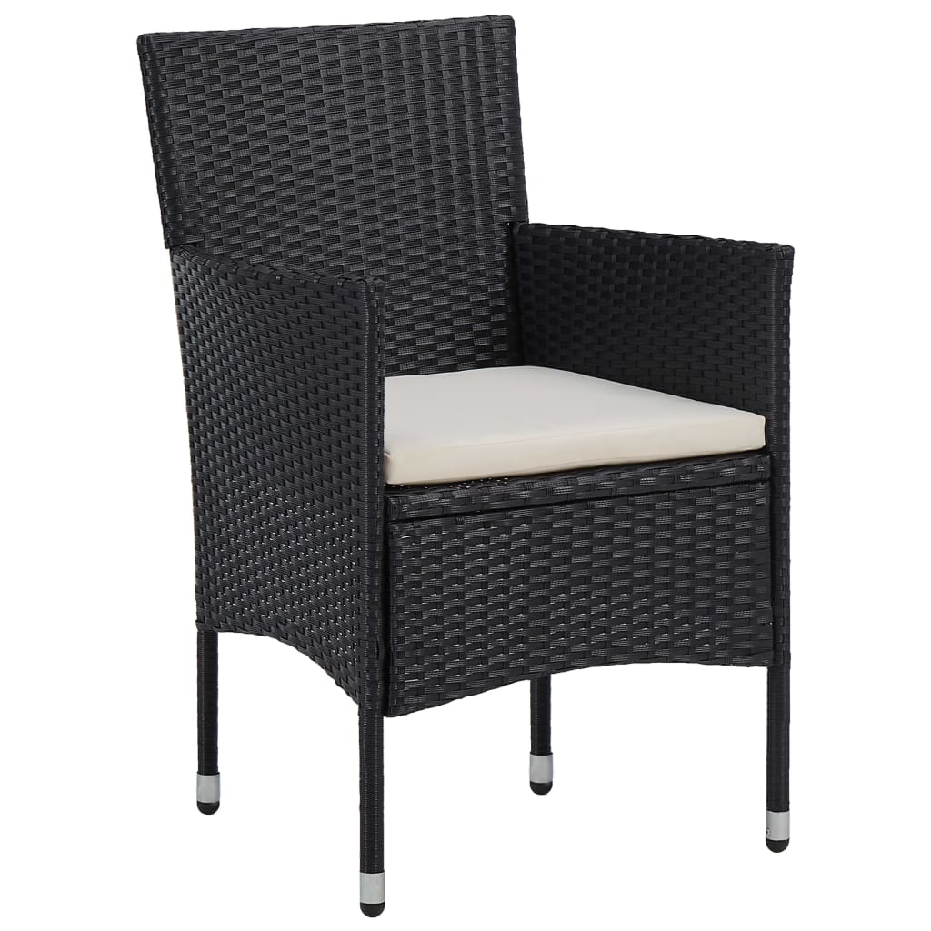 5-tlg. Garten-Essgruppe Poly Rattan Schwarz – Bild 3