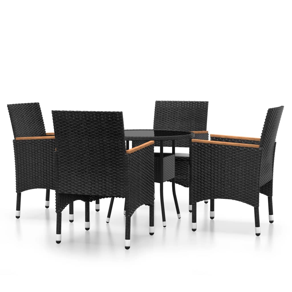 5-tlg. Garten-Essgruppe Poly Rattan Schwarz – Bild 2