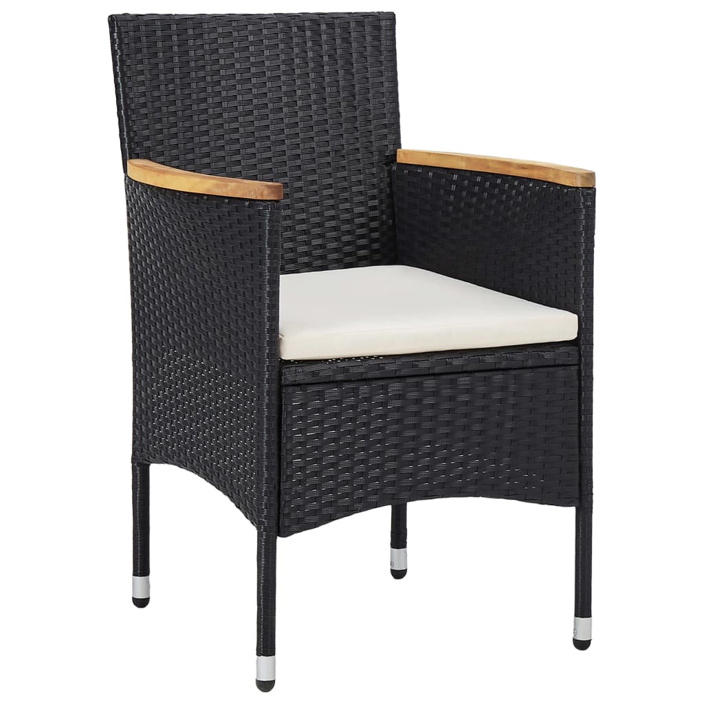 5-tlg. Garten-Essgruppe Poly Rattan Schwarz – Bild 3