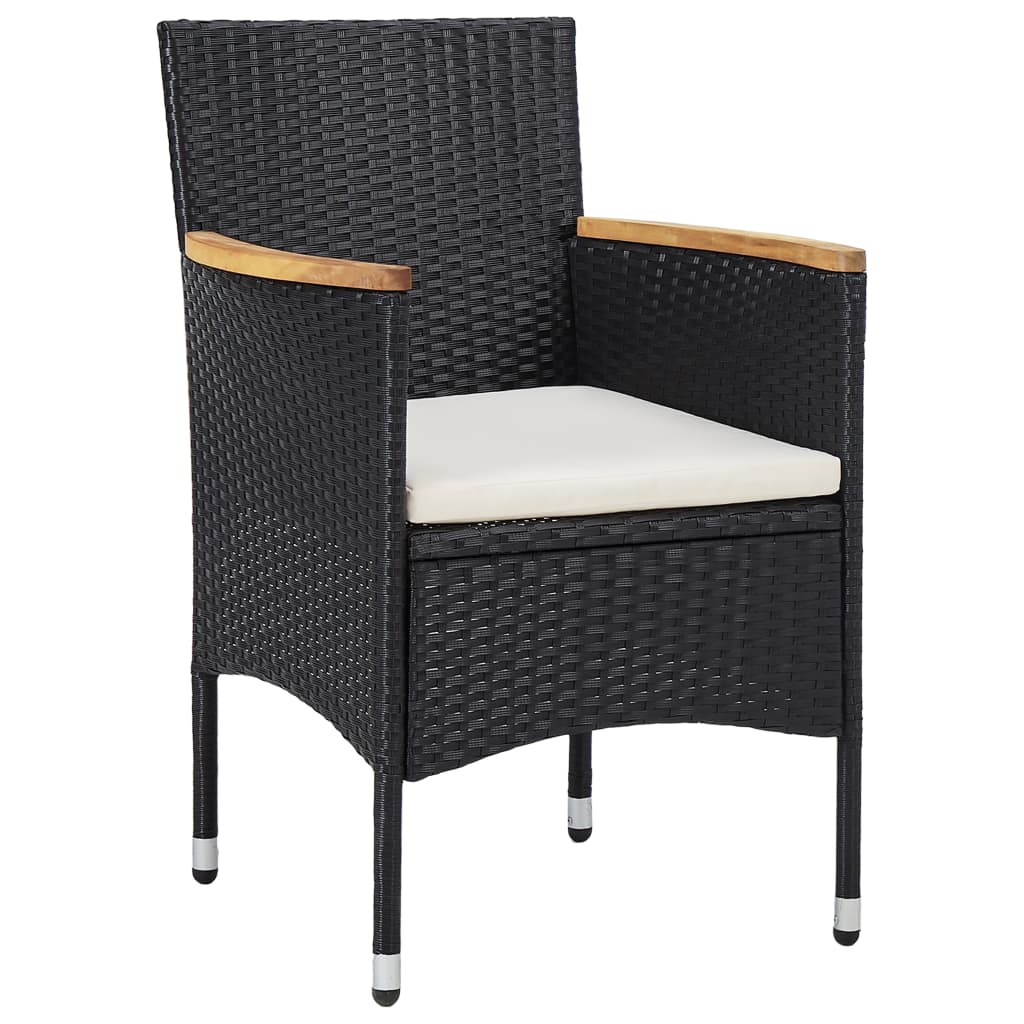 5-tlg. Garten-Essgruppe Poly Rattan Schwarz – Bild 3