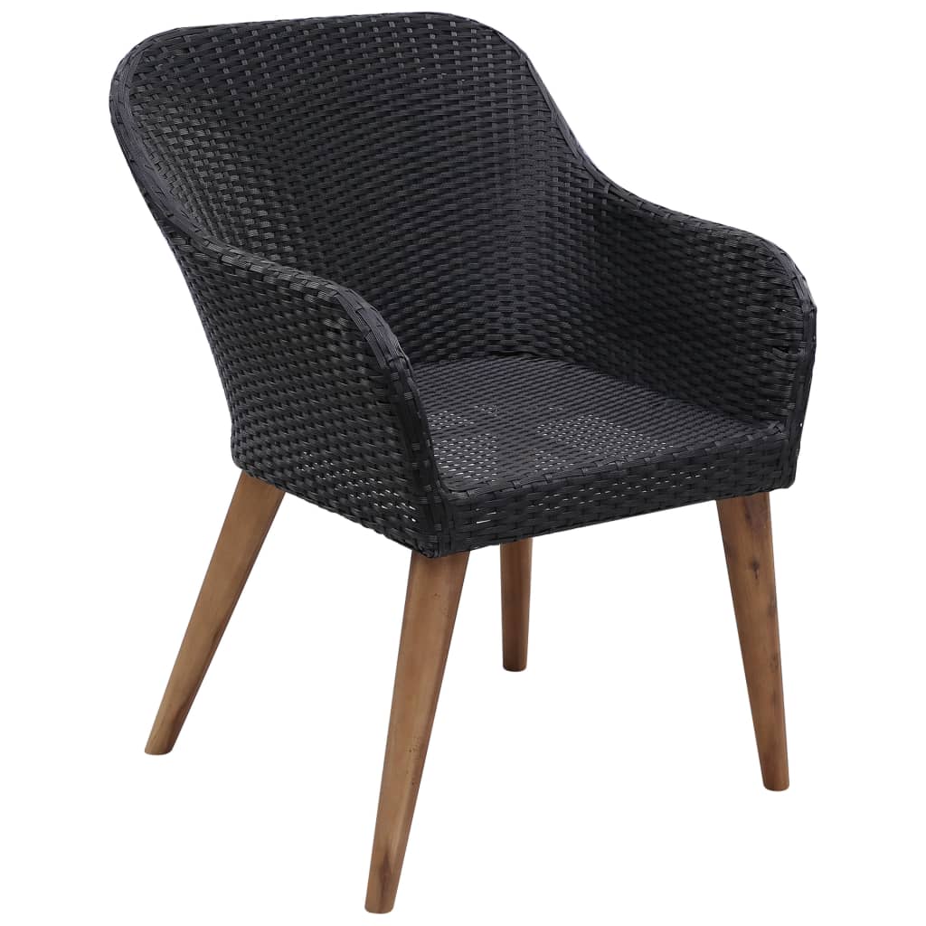 7-tlg. Garten-Essgruppe Poly Rattan Schwarz – Bild 5