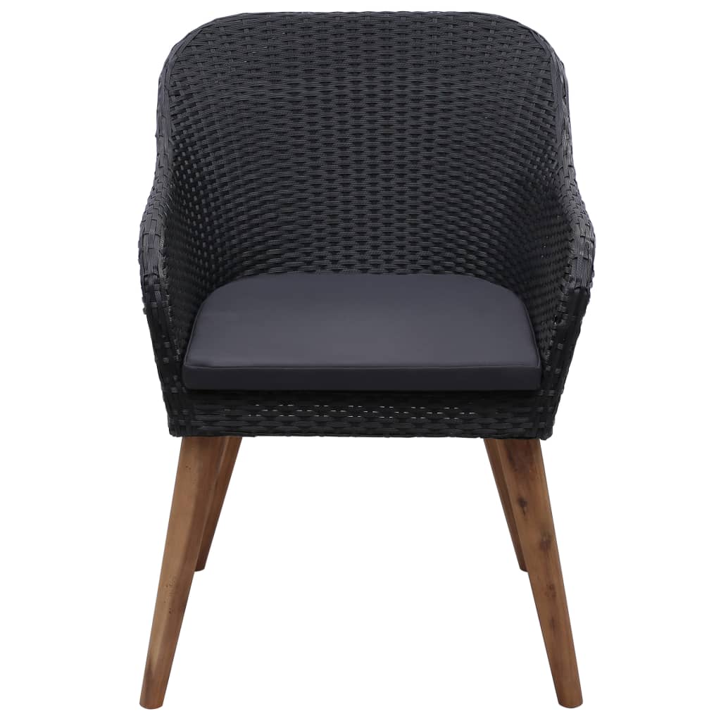 7-tlg. Garten-Essgruppe Poly Rattan Schwarz – Bild 6