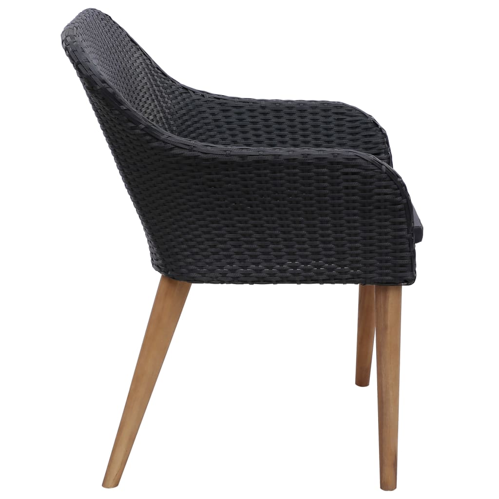 7-tlg. Garten-Essgruppe Poly Rattan Schwarz – Bild 7