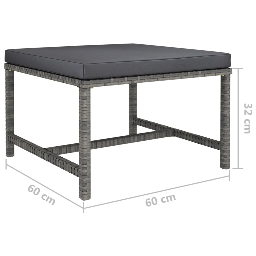 3-tlg. Garten-Lounge-Set mit Kissen Poly Rattan Grau – Bild 12