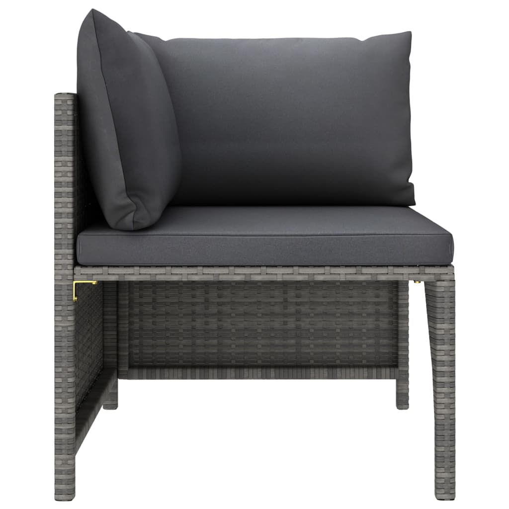 3-tlg. Garten-Lounge-Set mit Kissen Poly Rattan Grau – Bild 13