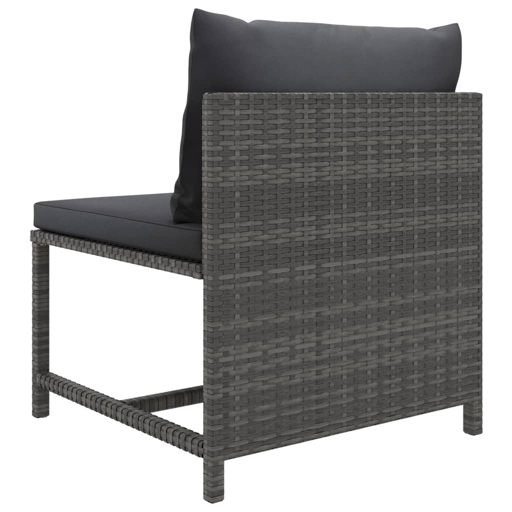3-tlg. Garten-Lounge-Set mit Kissen Poly Rattan Grau – Bild 7