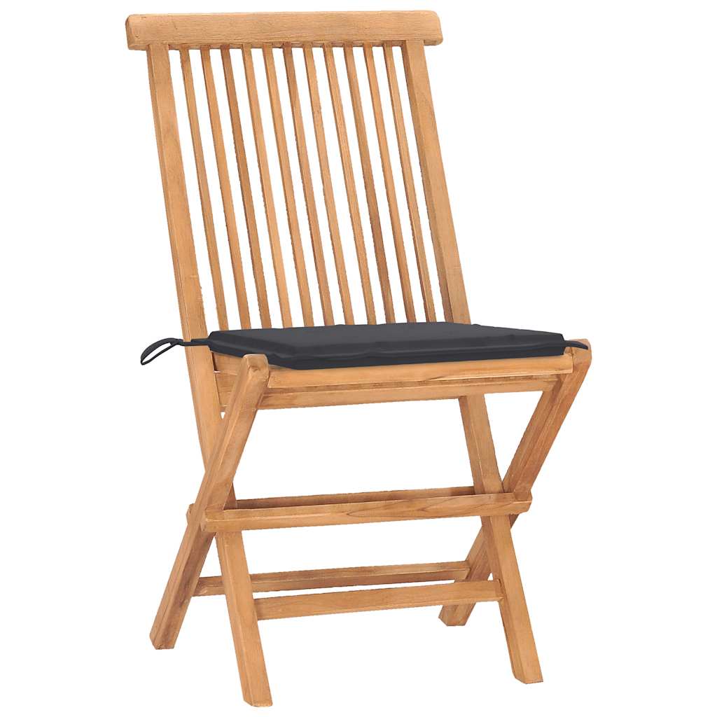 3-tlg. Garten-Essgruppe mit Kissen Klappbar Massivholz Teak – Bild 2