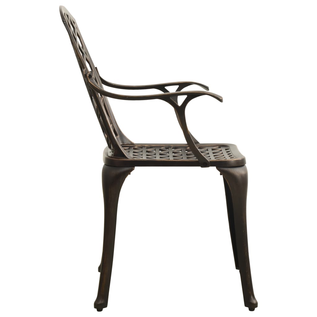 3-tlg. Bistro-Set Aluminiumguss Bronzen – Bild 6