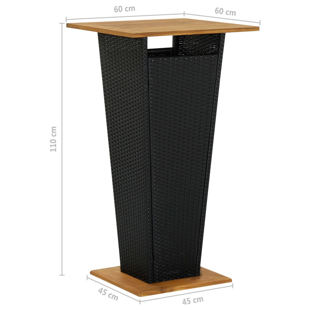 3-tlg. Gartenbar-Set mit Kissen Poly Rattan Schwarz – Bild 10