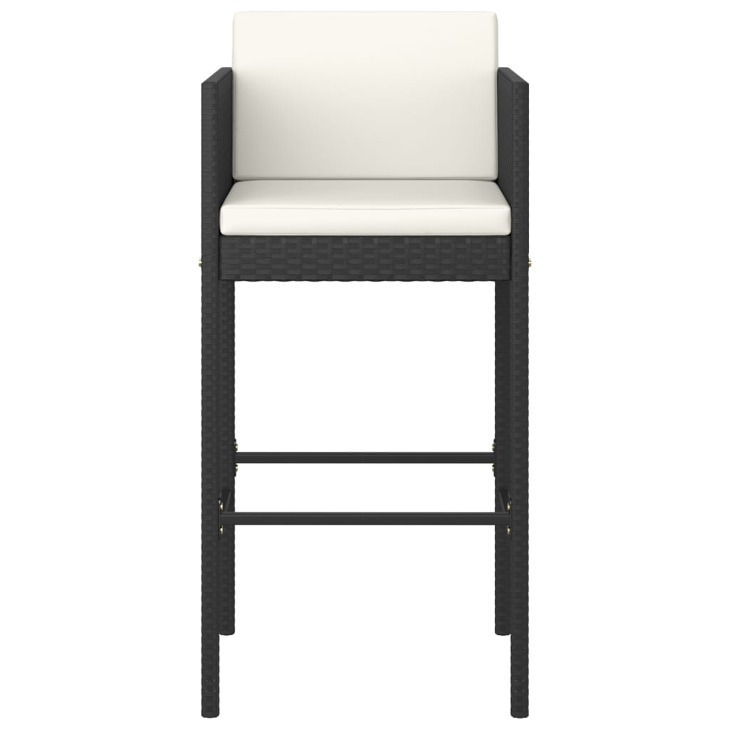 3-tlg. Gartenbar-Set mit Kissen Poly Rattan Schwarz – Bild 4