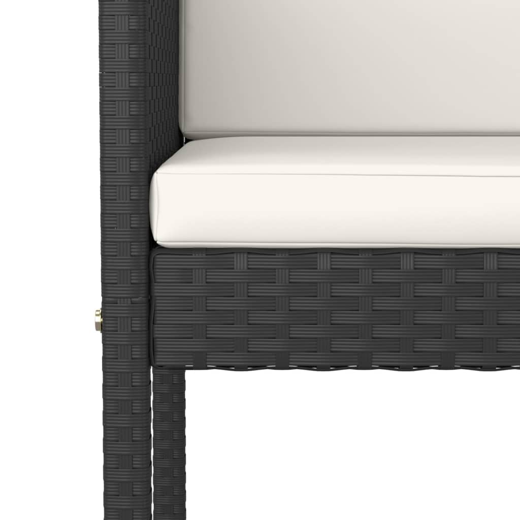 3-tlg. Gartenbar-Set mit Kissen Poly Rattan Schwarz – Bild 5