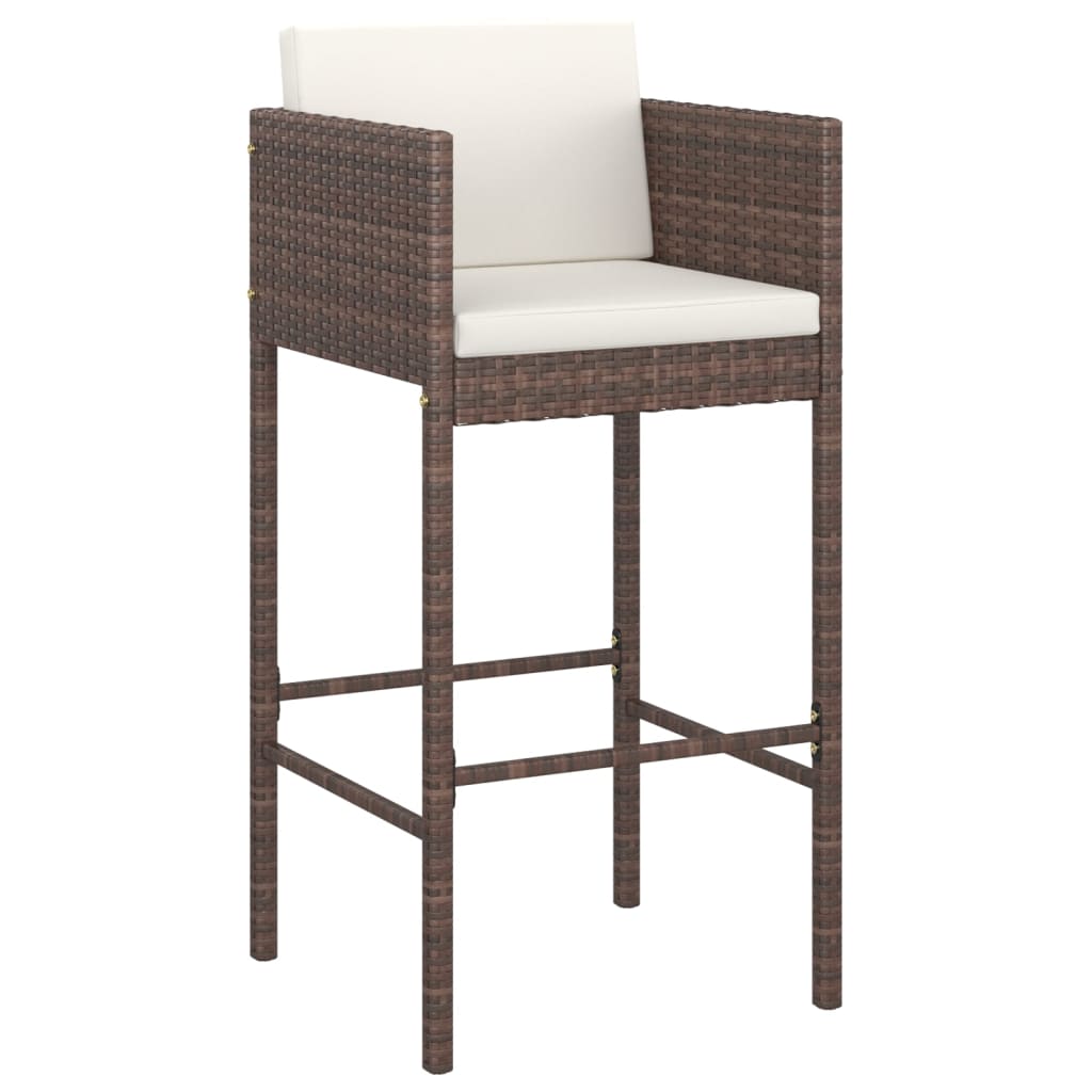 3-tlg. Gartenbar-Set mit Kissen Poly Rattan Braun – Bild 3