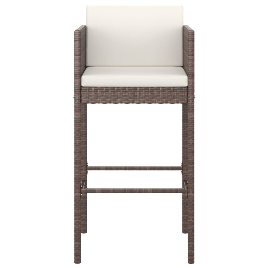 3-tlg. Gartenbar-Set mit Kissen Poly Rattan Braun – Bild 4