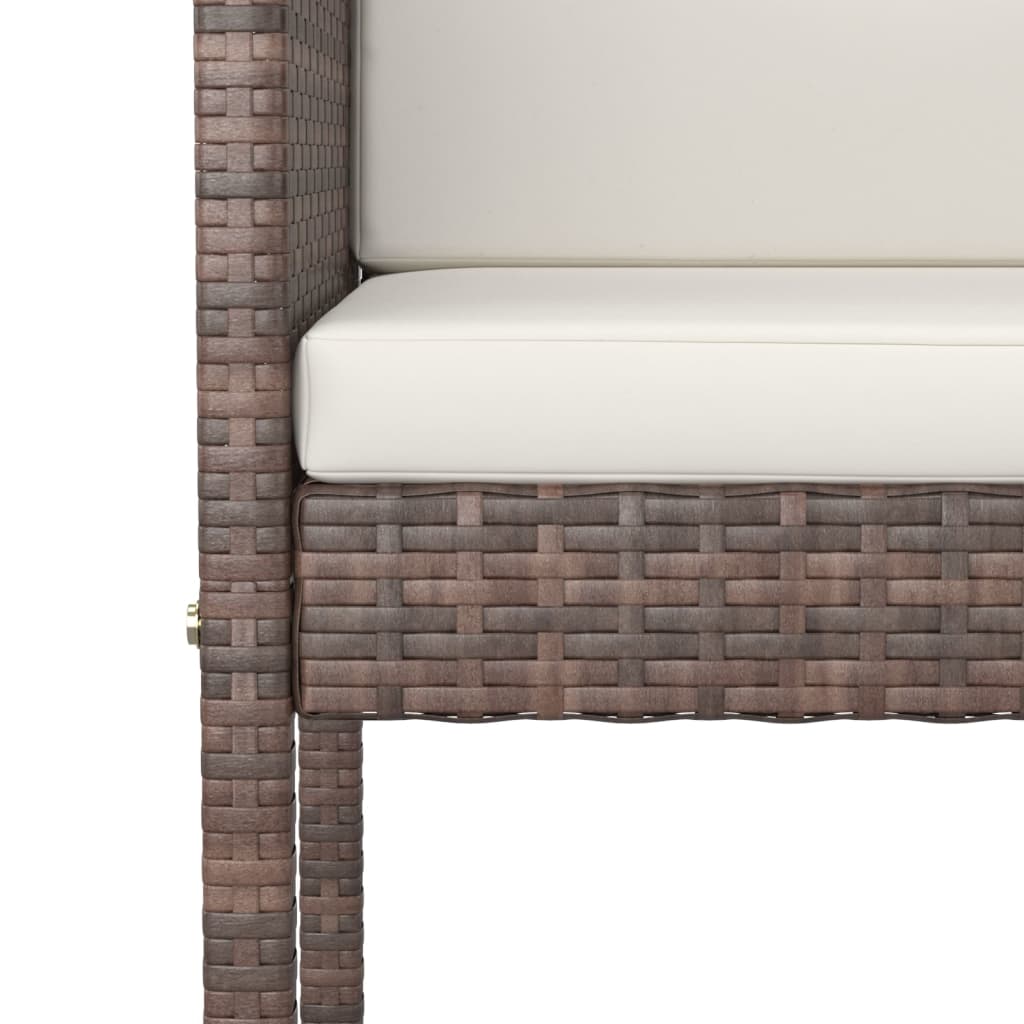 3-tlg. Gartenbar-Set mit Kissen Poly Rattan Braun – Bild 5