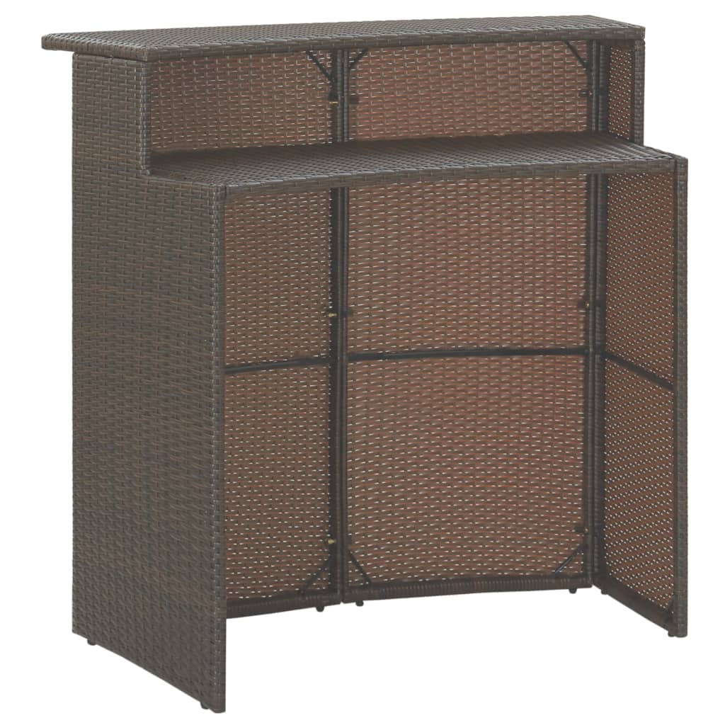 3-tlg. Gartenbar-Set mit Kissen Poly Rattan Braun – Bild 6