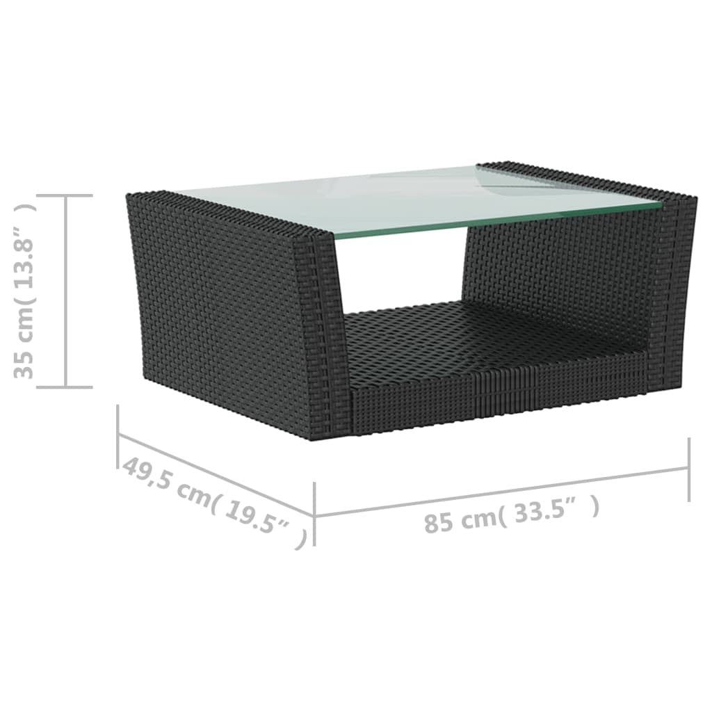 8-tlg. Garten-Lounge-Set mit Kissen Poly Rattan Schwarz – Bild 11