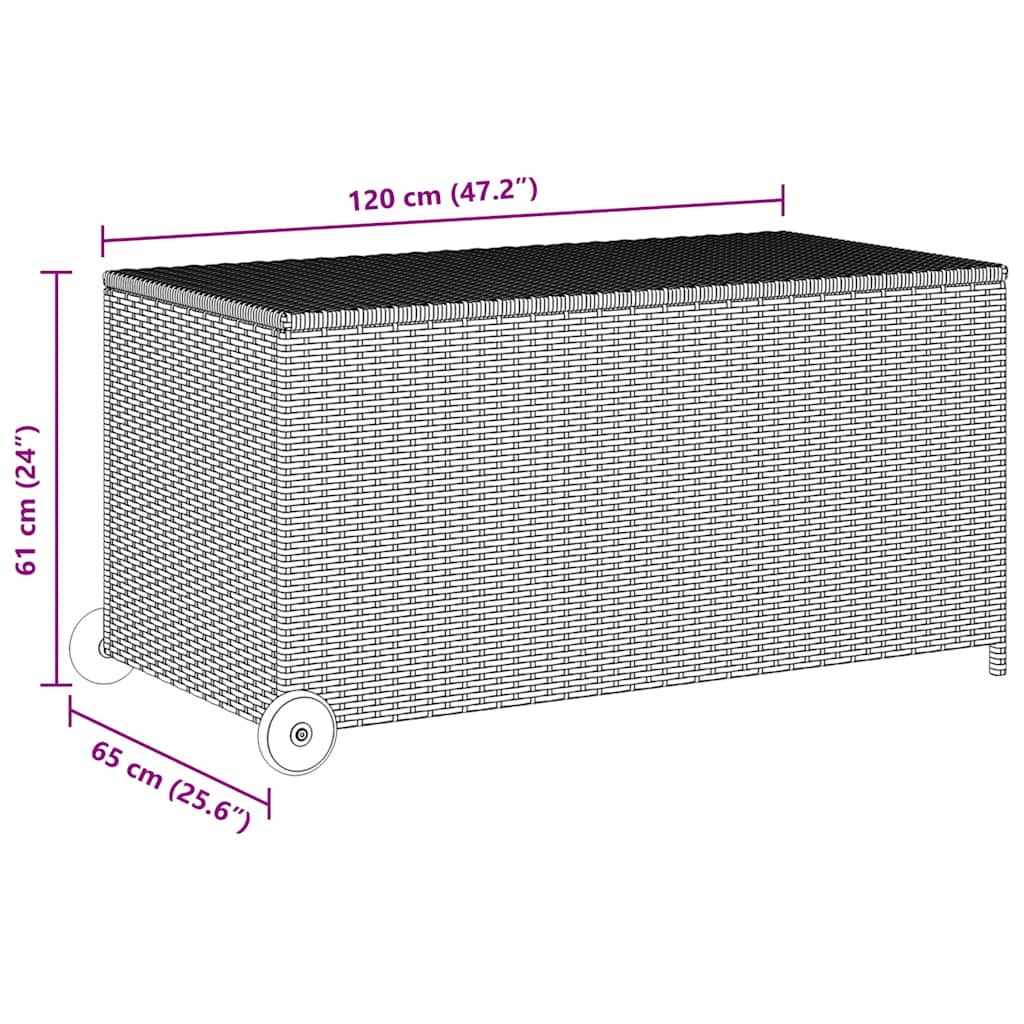 Garten-Auflagenbox Schwarz 120x65x61 cm Poly Rattan – Bild 9