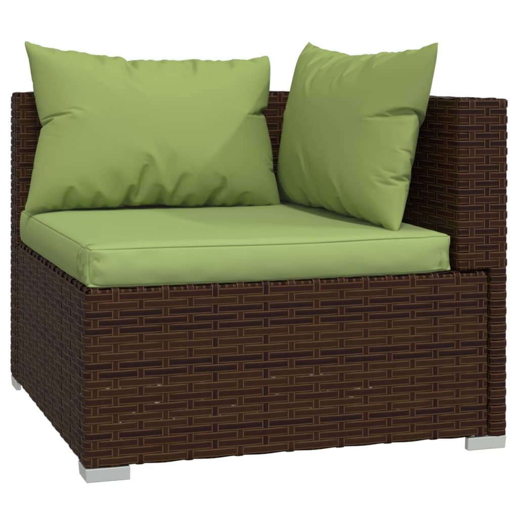 6-tlg. Garten-Lounge-Set mit Auflagen Poly Rattan Braun – Bild 3