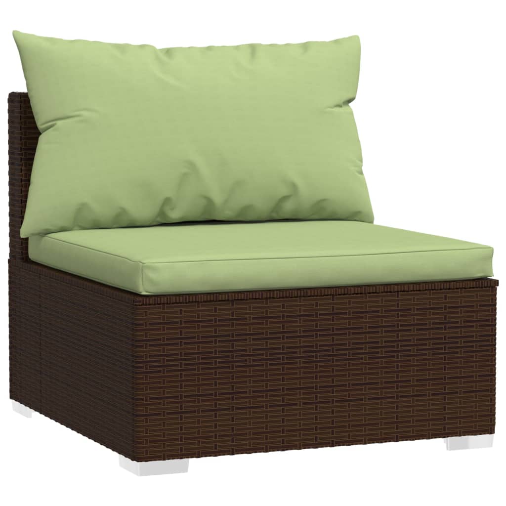 6-tlg. Garten-Lounge-Set mit Auflagen Poly Rattan Braun – Bild 4