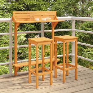 3-tlg. Balkon-Bar-Set Massivholz Akazie