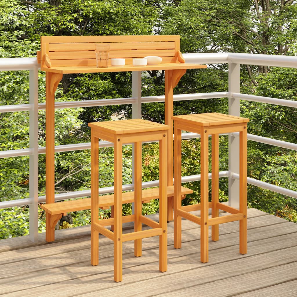 3-tlg. Balkon-Bar-Set Massivholz Akazie