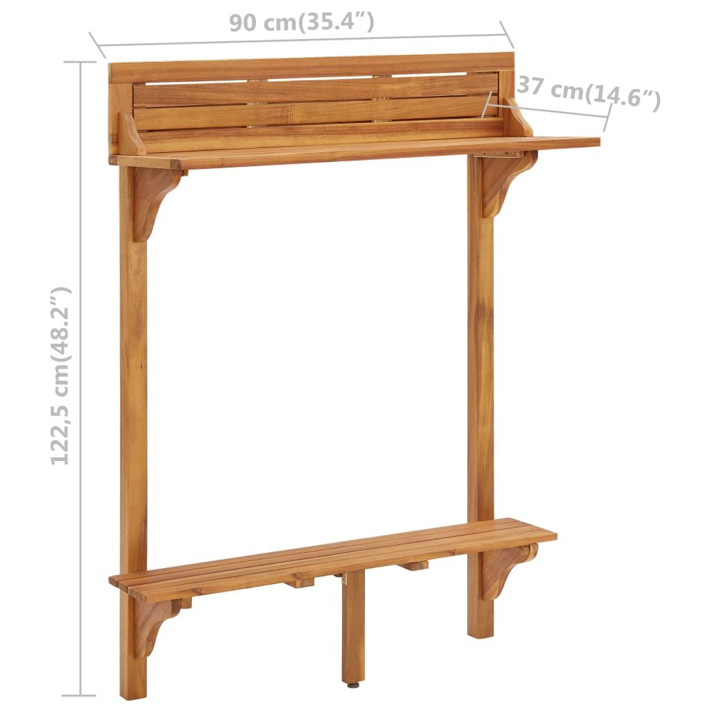 3-tlg. Balkon-Bar-Set Massivholz Akazie – Bild 12