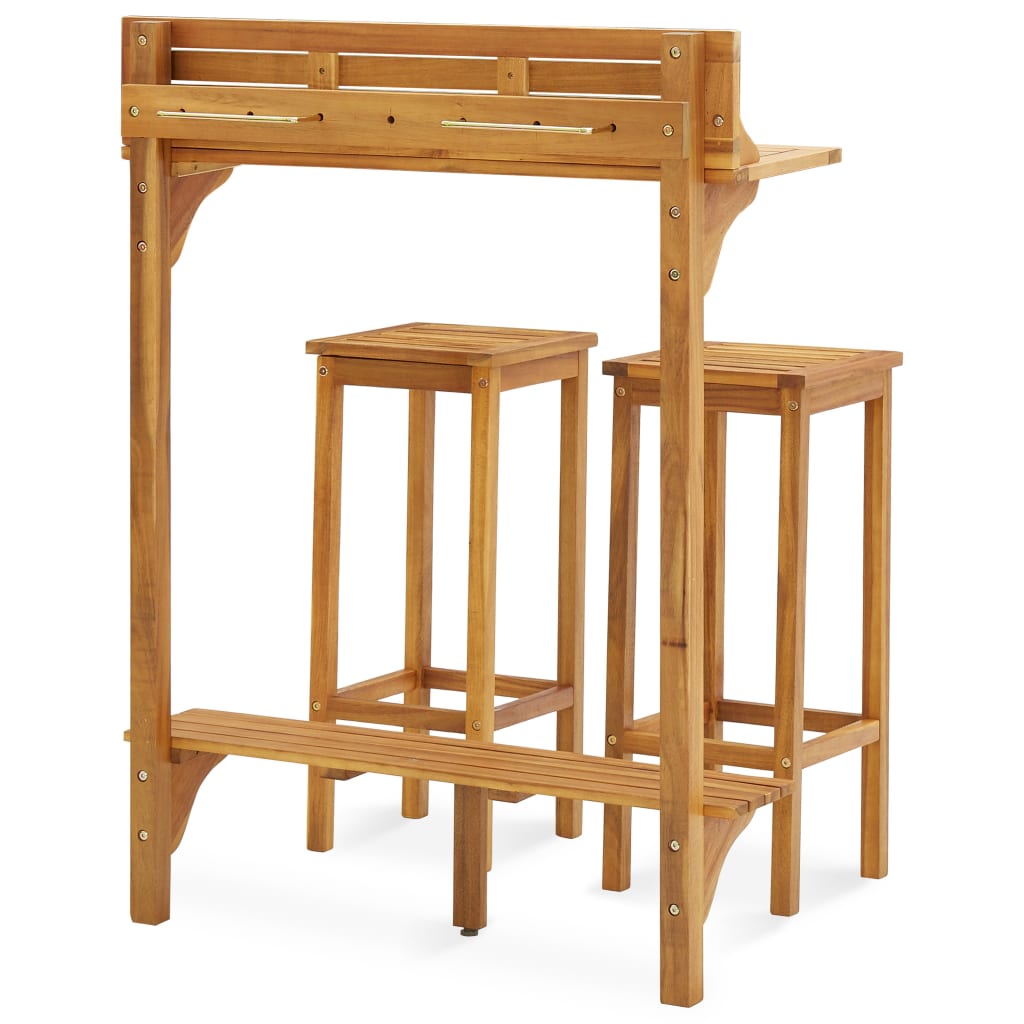 3-tlg. Balkon-Bar-Set Massivholz Akazie – Bild 5