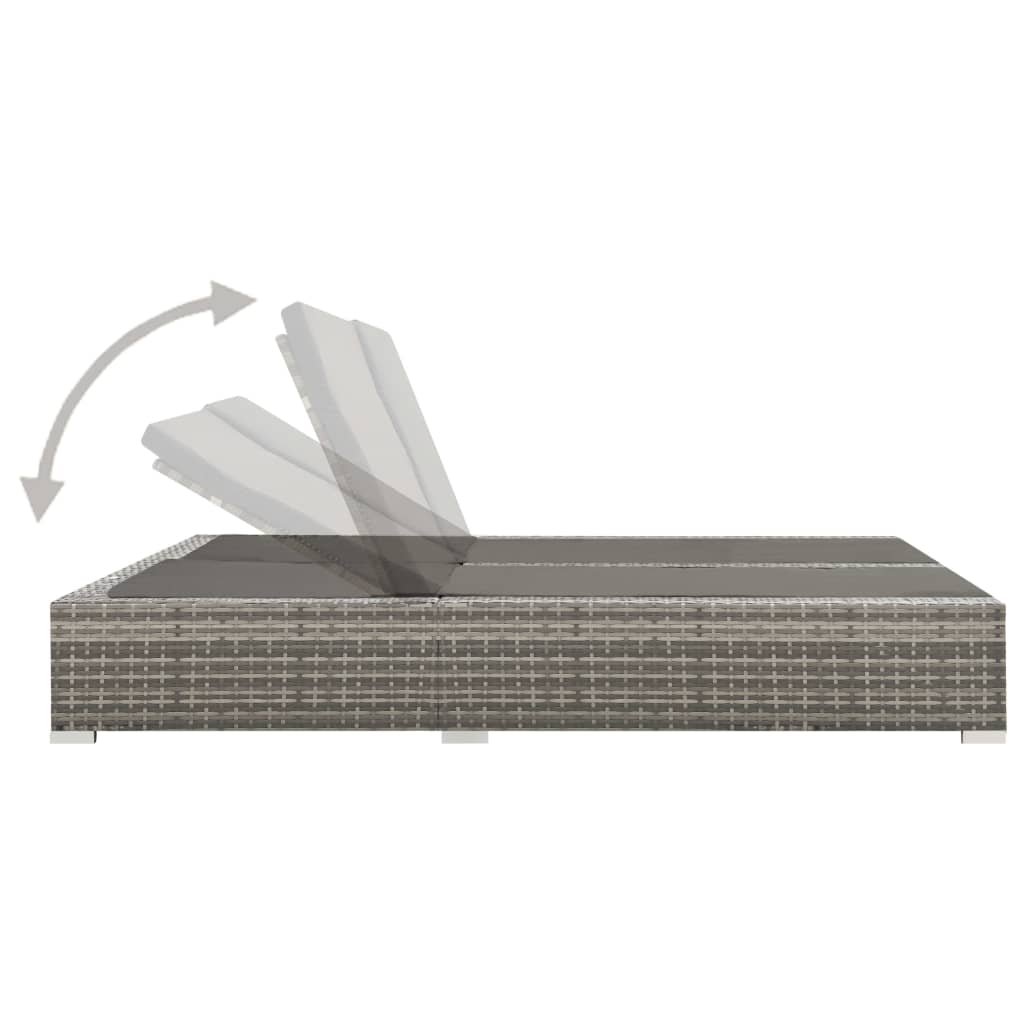 Doppel-Sonnenliege Poly Rattan Grau – Bild 3