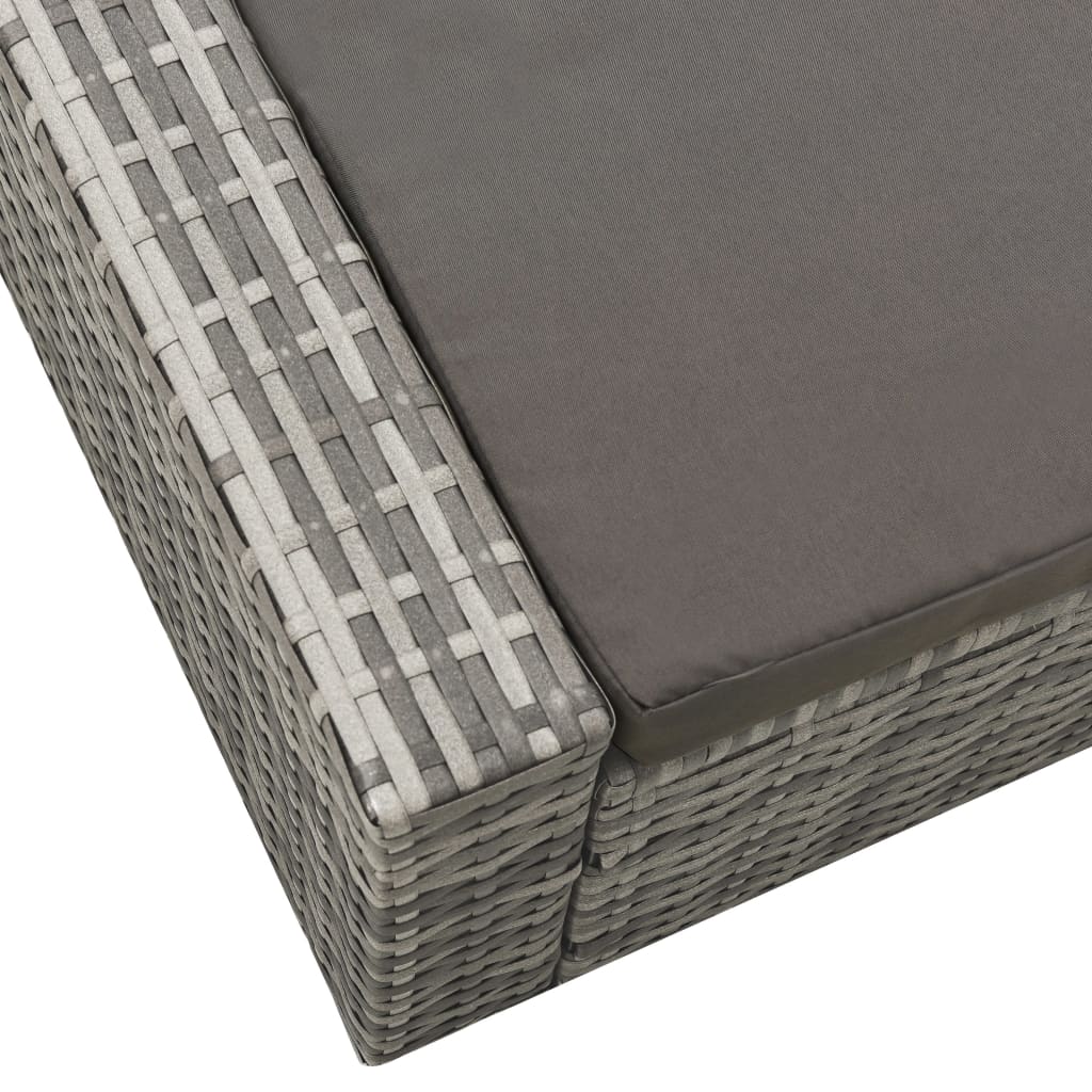 Doppel-Sonnenliege Poly Rattan Grau – Bild 5