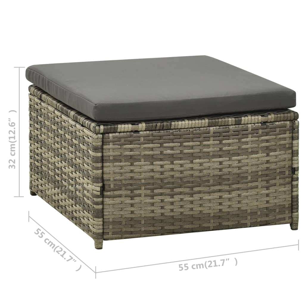 3-tlg. Garten-Lounge-Set mit Auflagen Poly Rattan Grau – Bild 10