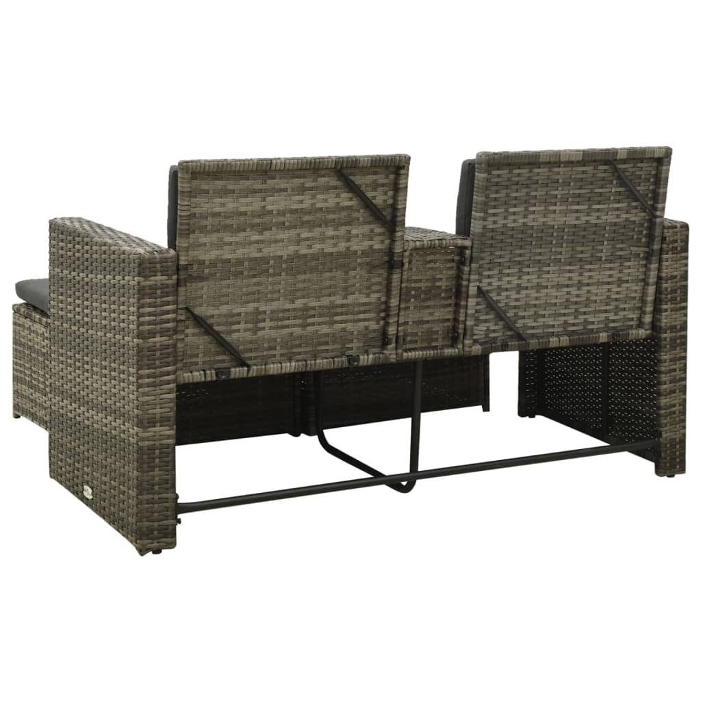 3-tlg. Garten-Lounge-Set mit Auflagen Poly Rattan Grau – Bild 5